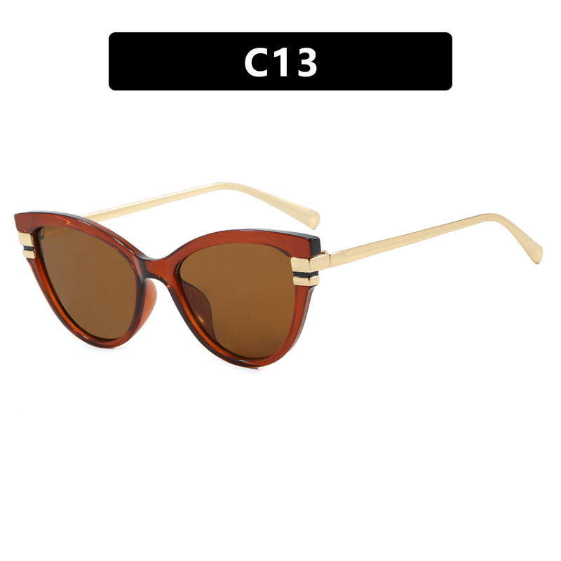Ladies Cat-Eye Sunglasses with Elegant Plastic Frame and Golden Accents Kalsten