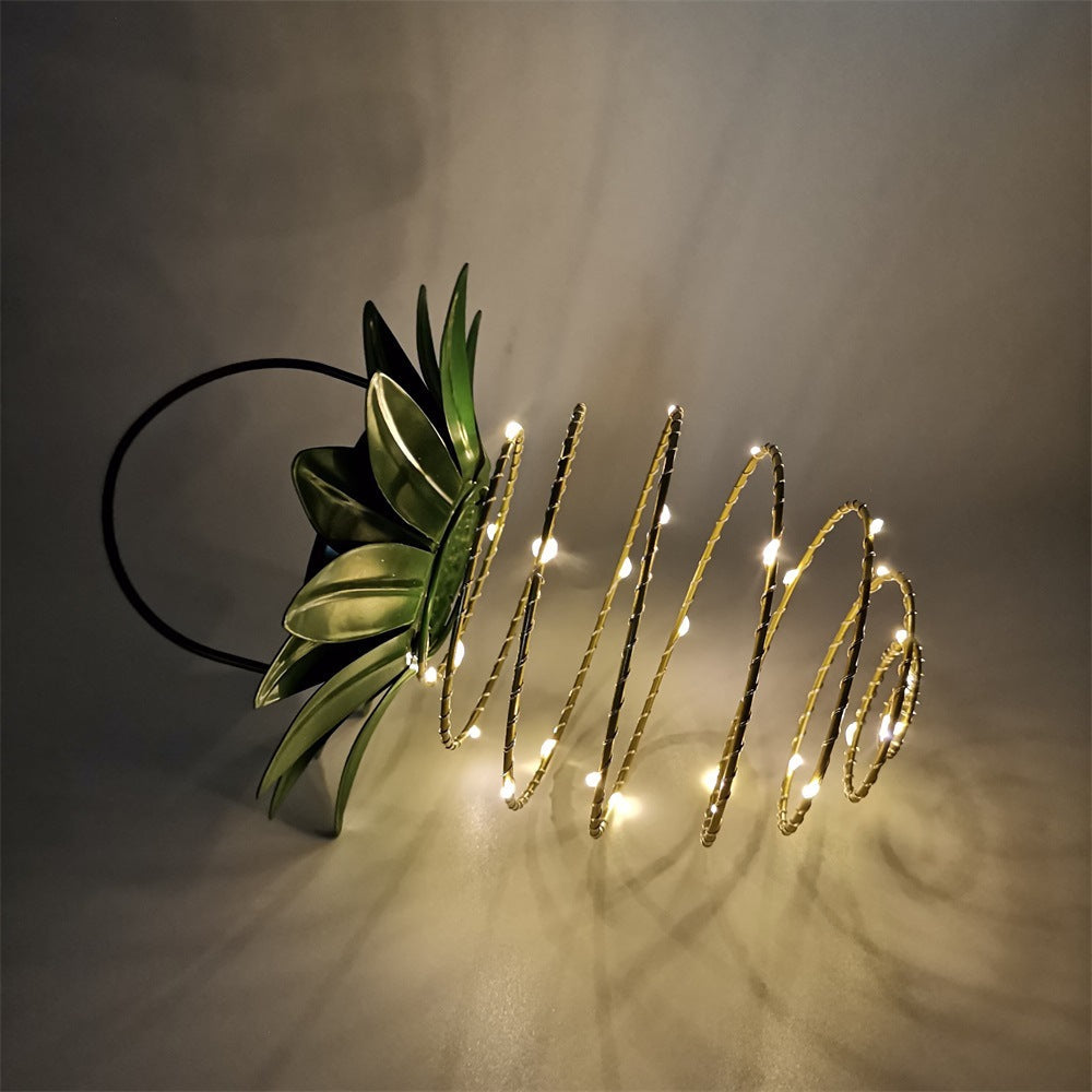 Spiral Pendant LED Hanging Planter Lamp With Faux Tropical Leaf Topper Kalsten