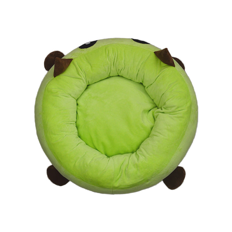Plush Cat-Themed Nest Dog Bed