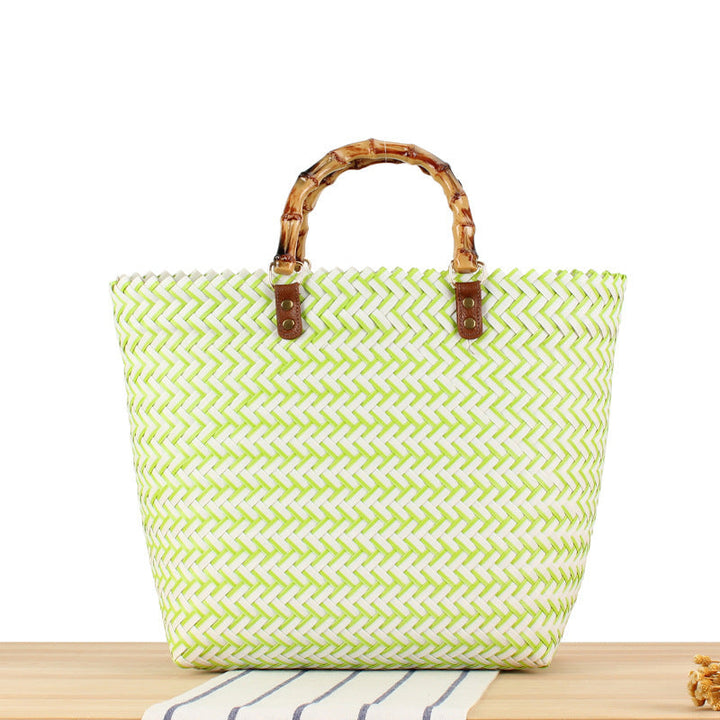 Handbag Made of High-Quality Woven Material with Bamboo Handles Kalsten