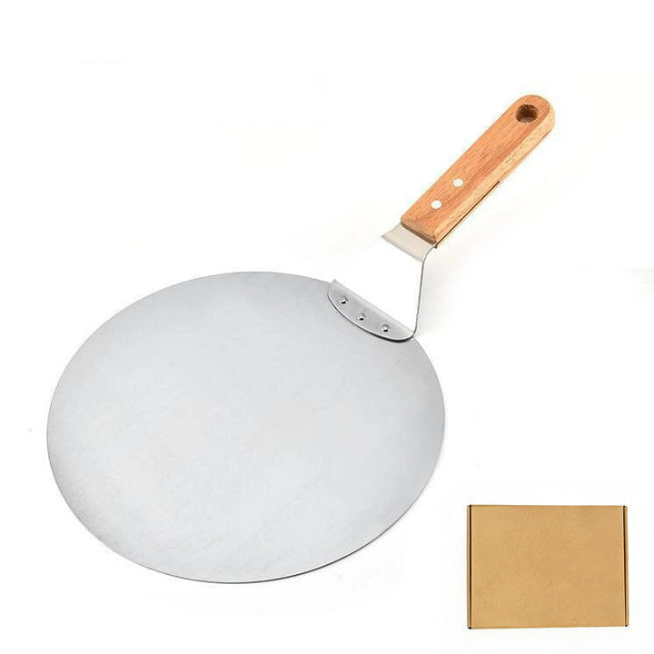 thin stainless steel round pizza peel with wooden handle Kalsten