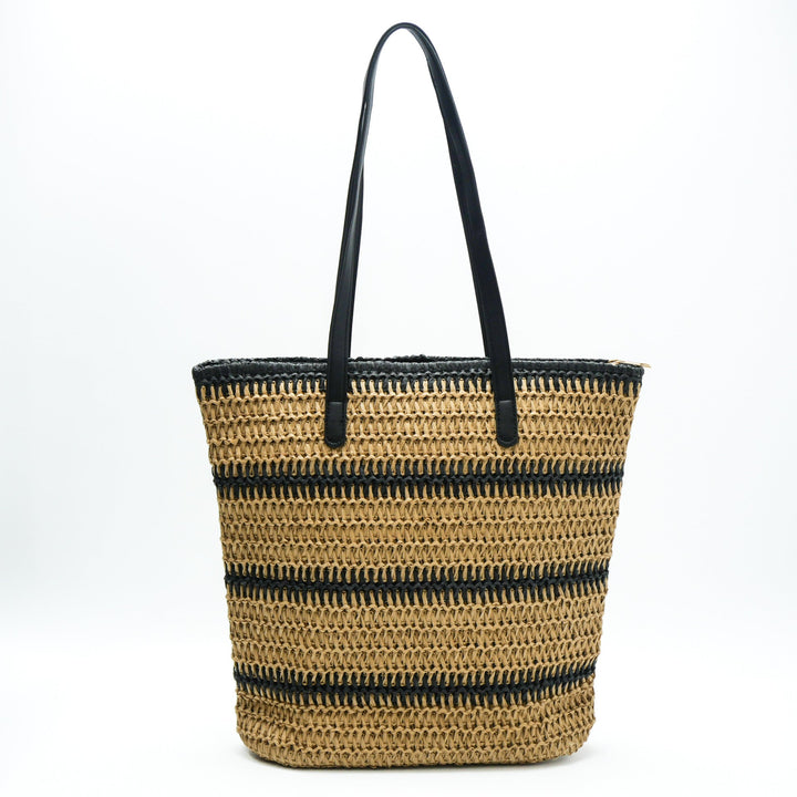 Elegant Raffia Shopping Bag with Leather Handles Kalsten