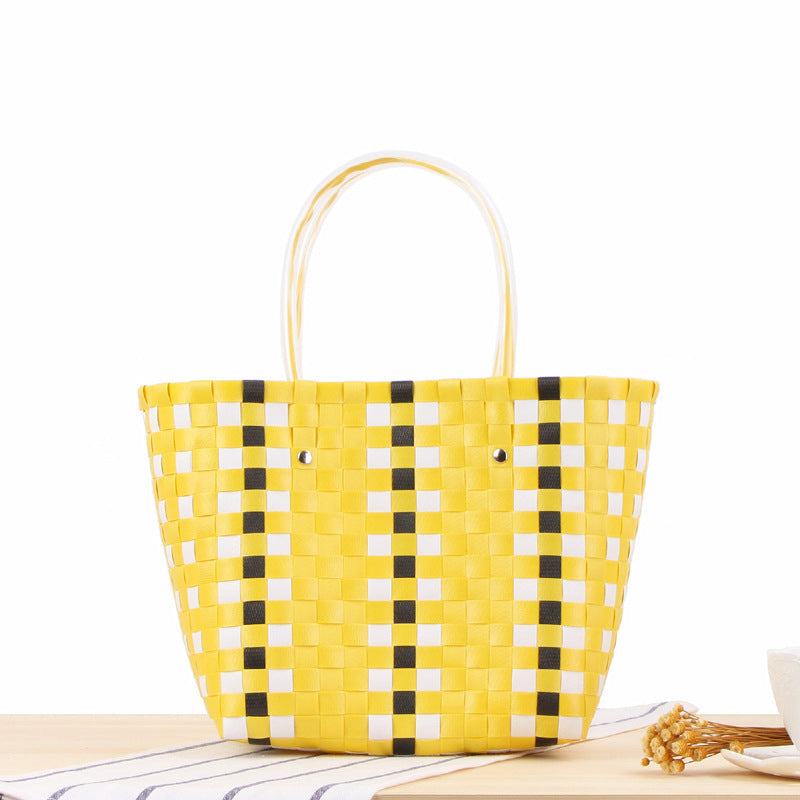 Braided shopping bag with colorful pattern Kalsten