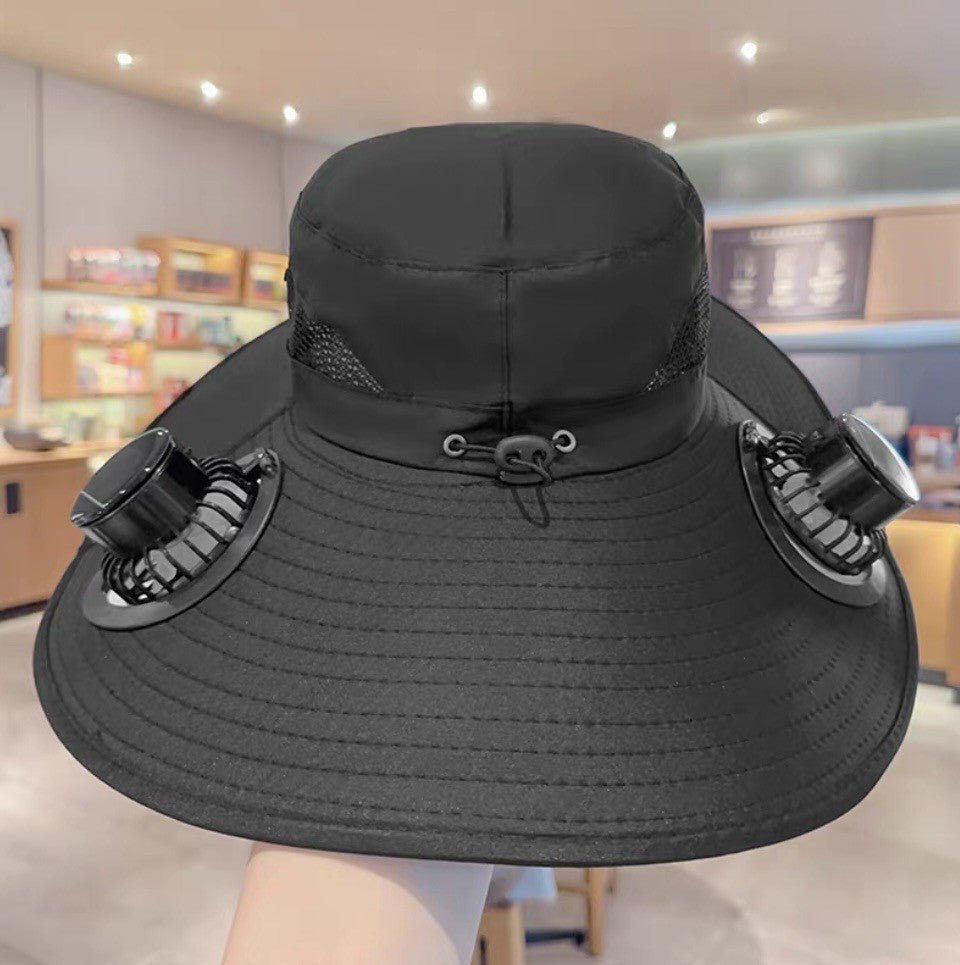 UV-Protect-Sun Hat with removable face and neck protection, integrated solar fan and breathable mesh Kalsten