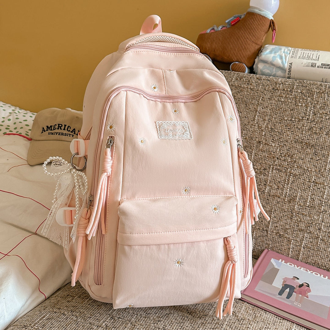 Elegant Floral Embellished School Backpack