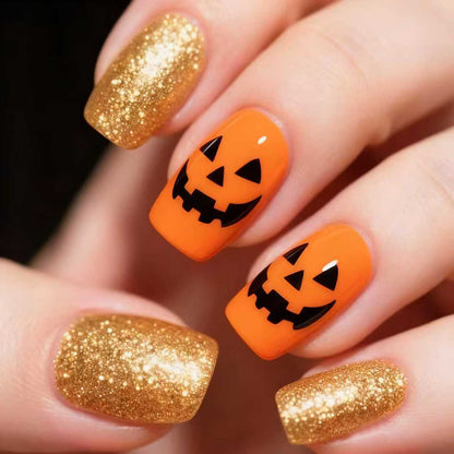 Halloween Nail Art Set with Creative Designs and Sparkling Details Acalora