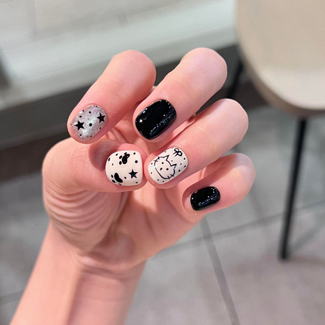 Artificial nails with cat and star design Kalsten