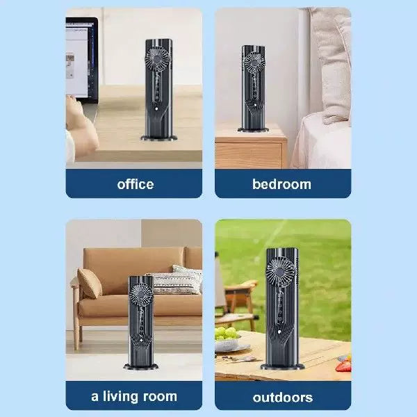 Unisex One Size Rechargeable Vertical Desktop Fan with LED Display Touch Control Adjustable Tilt Base Kalsten