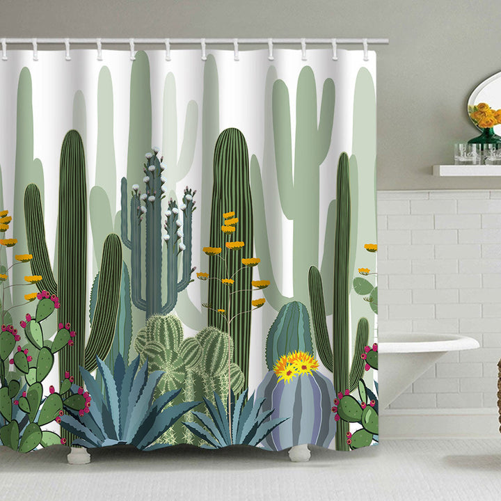 Cactus Garden-Themed Shower Curtain Kalsten