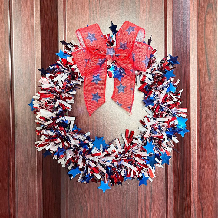 Unisex decorative door wreath with star confetti and large bow Kalsten