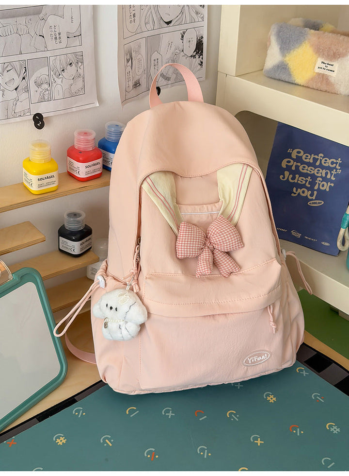 Casual Bow-Detail School Backpack