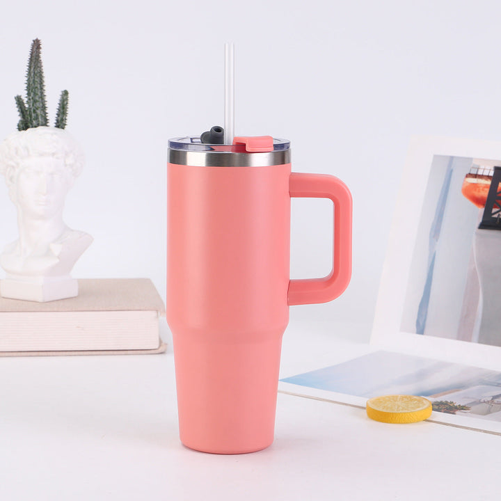 Ladies insulating cup with practical handle and straw Kalsten