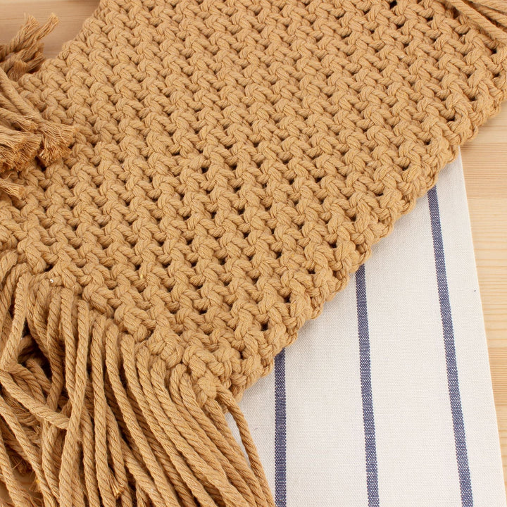 Macrame bag with creative fringes and comfortable carrying handle Kalsten