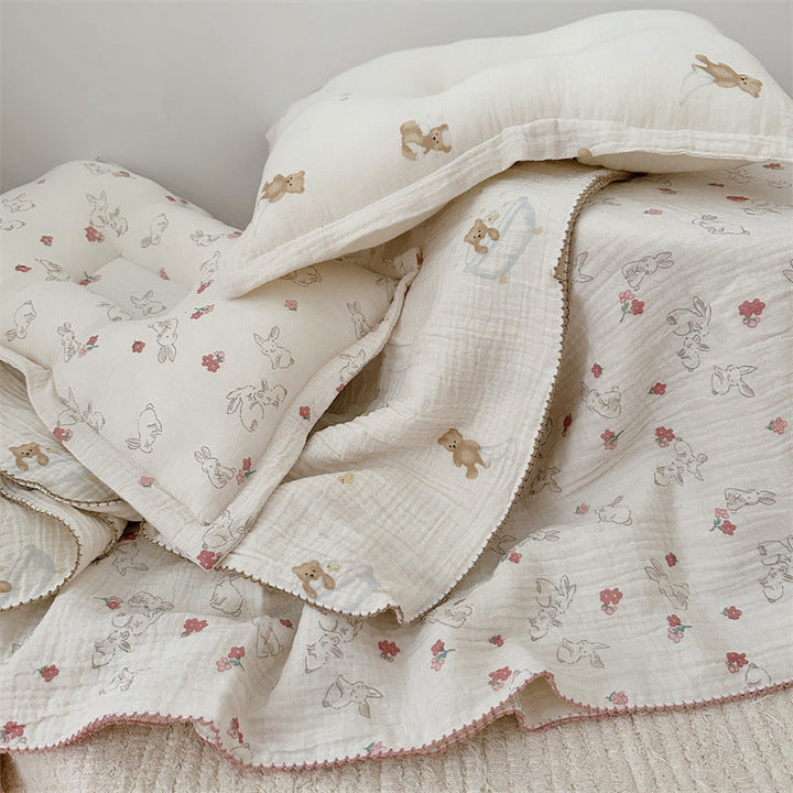 Unisex Cozy Muslin Blanket with Cute Rabbit Design Kalsten