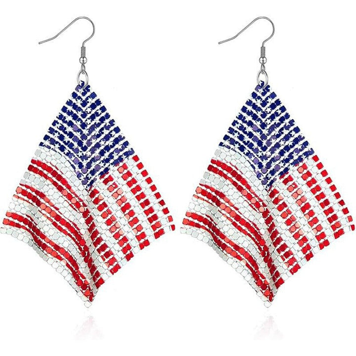Women’s striking rhinestone earrings with flag motif United States Kalsten