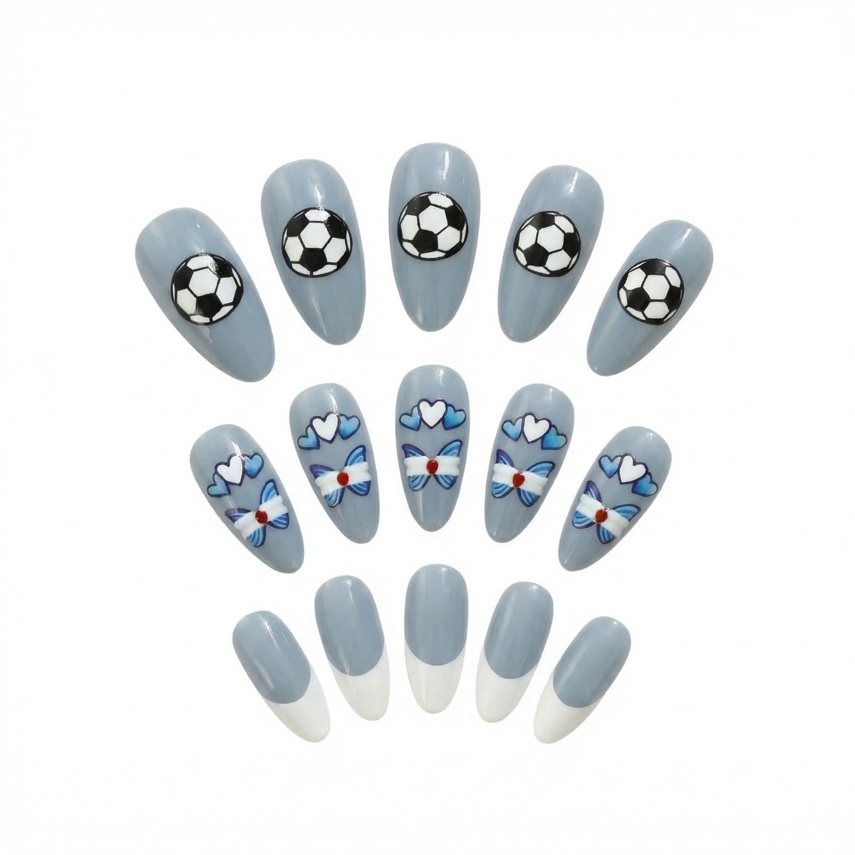Sporty artificial nails with soccer motif Acalora