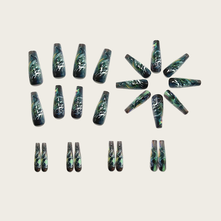 Artificial nails with impressive dragon relief Kalsten