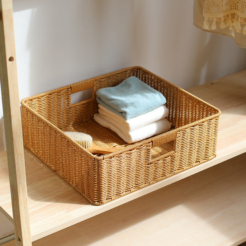 Handwoven Rectangular Storage Basket with Cut-Out Handles Kalsten