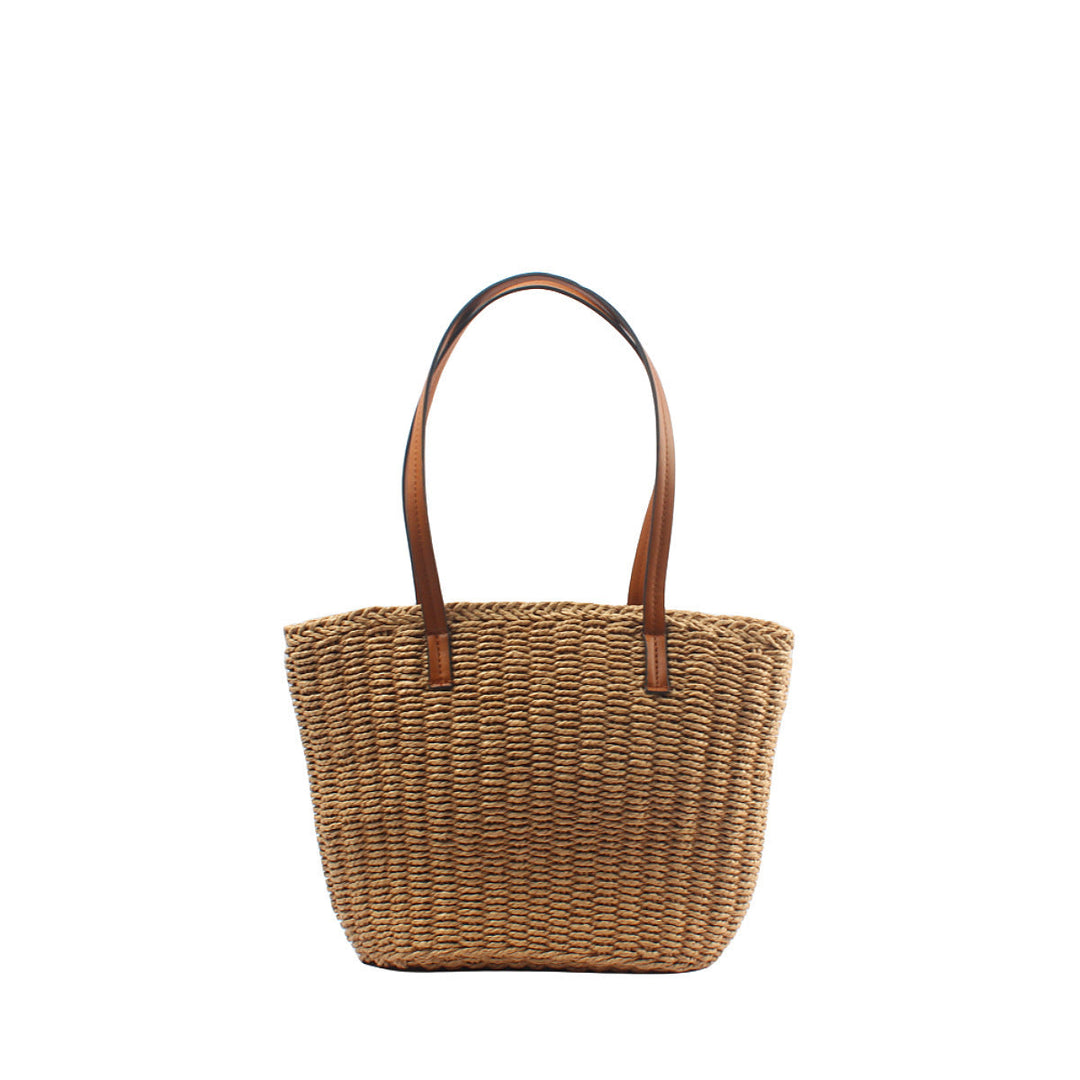 Natural straw bag with elegant leather handles Kalsten