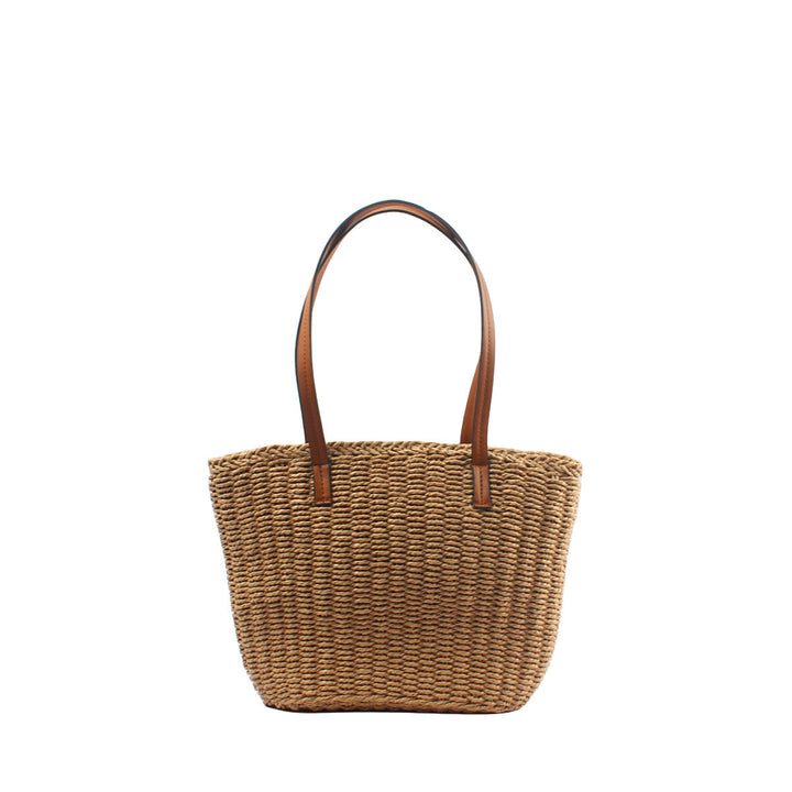 Natural straw bag with elegant leather handles Kalsten