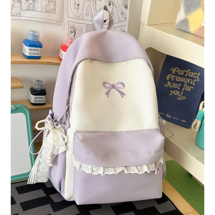 Cute Ruffled Bow Detail School Backpack
