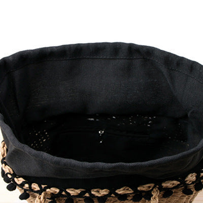 Braided Basket Bag with Pompons Kalsten