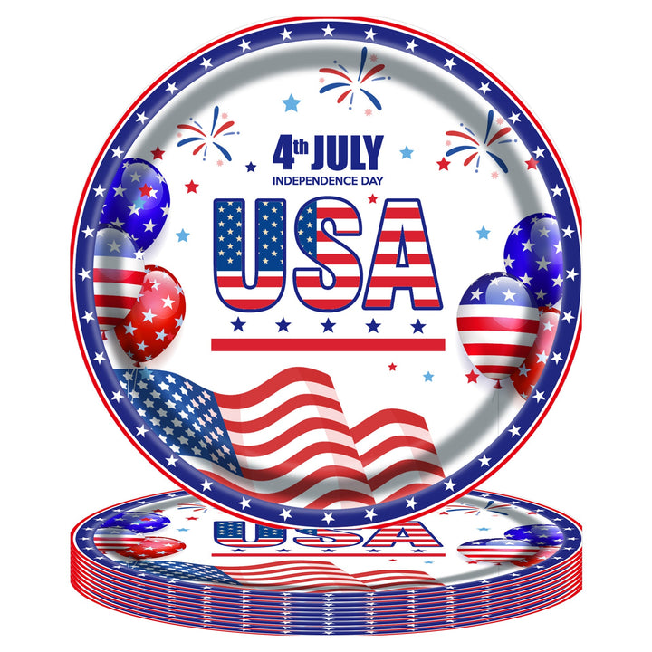 Unisex disposable paper plate with American flag design and Statue of Liberty illustration Kalsten