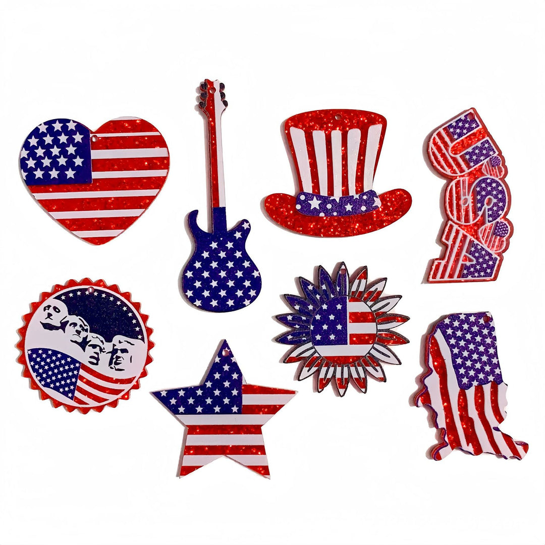 Unisex nan heart-shaped USA flag pendant acrylic with hole Kalsten