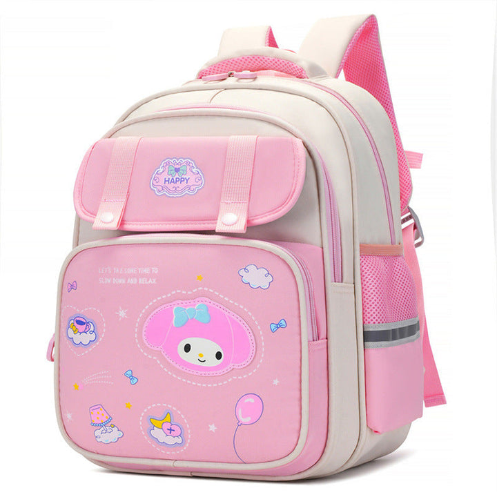 Cartoon-Themed Multi-Compartment School Backpack