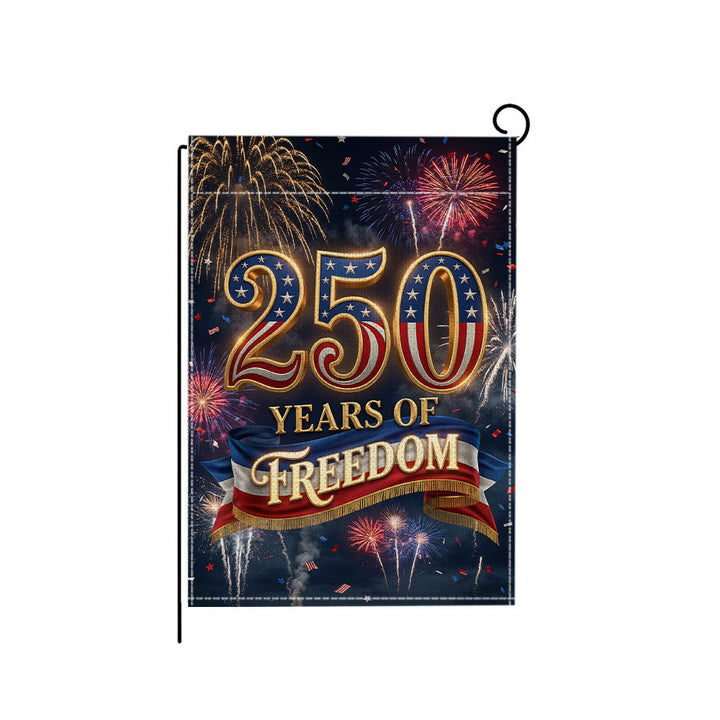 Distressed Vintage American Flag Garden Banner With Statue Of Liberty Motif Double-Sided Polyester