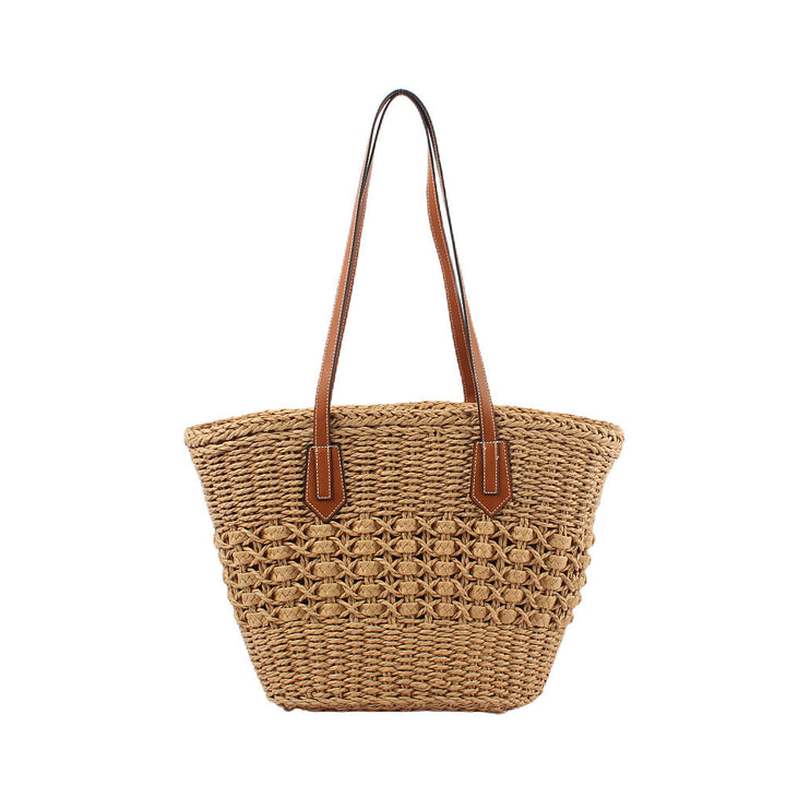 Braided tote bag with elegant faux leather handles Kalsten