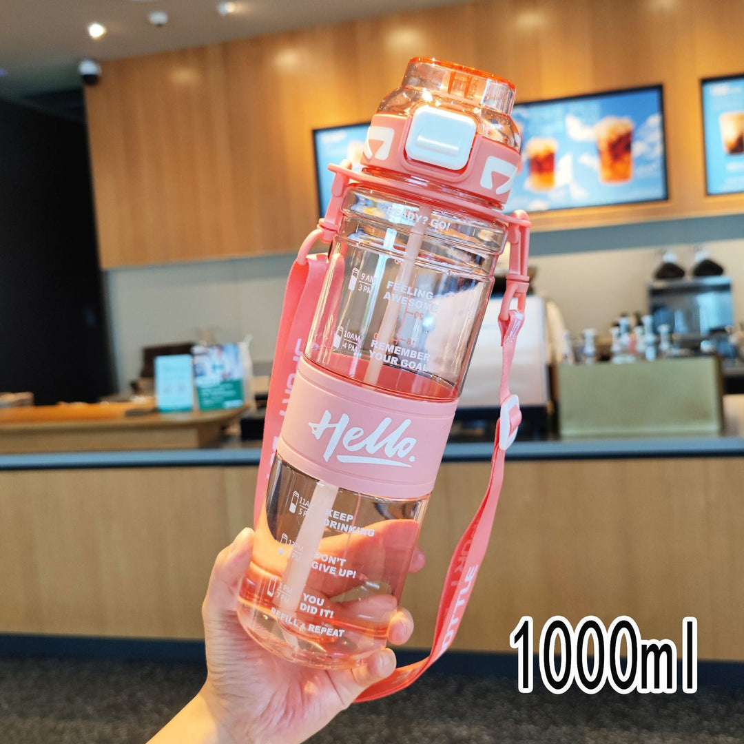 Women's large sports water bottle with motivational time markings Kalsten