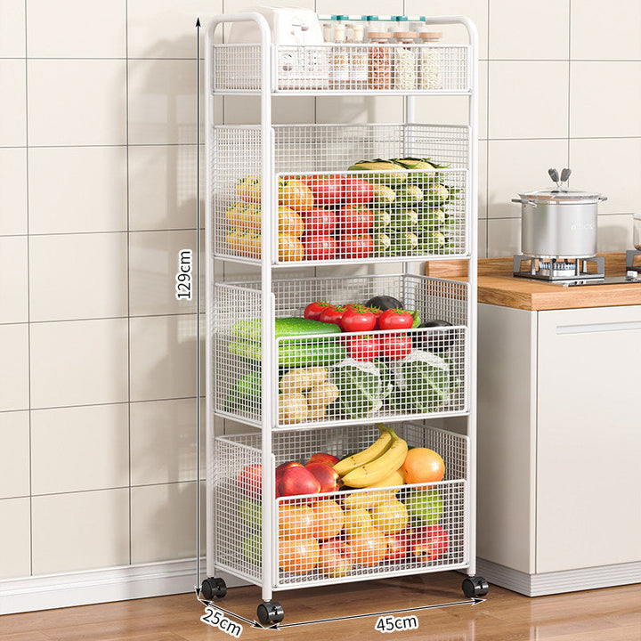 Rolling Kitchen Storage Organizer with Adjustable Mesh Baskets Kalsten