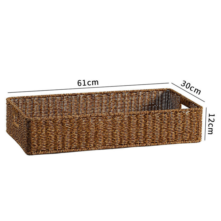 Handwoven Rectangular Storage Bin with Cutout Handles Kalsten