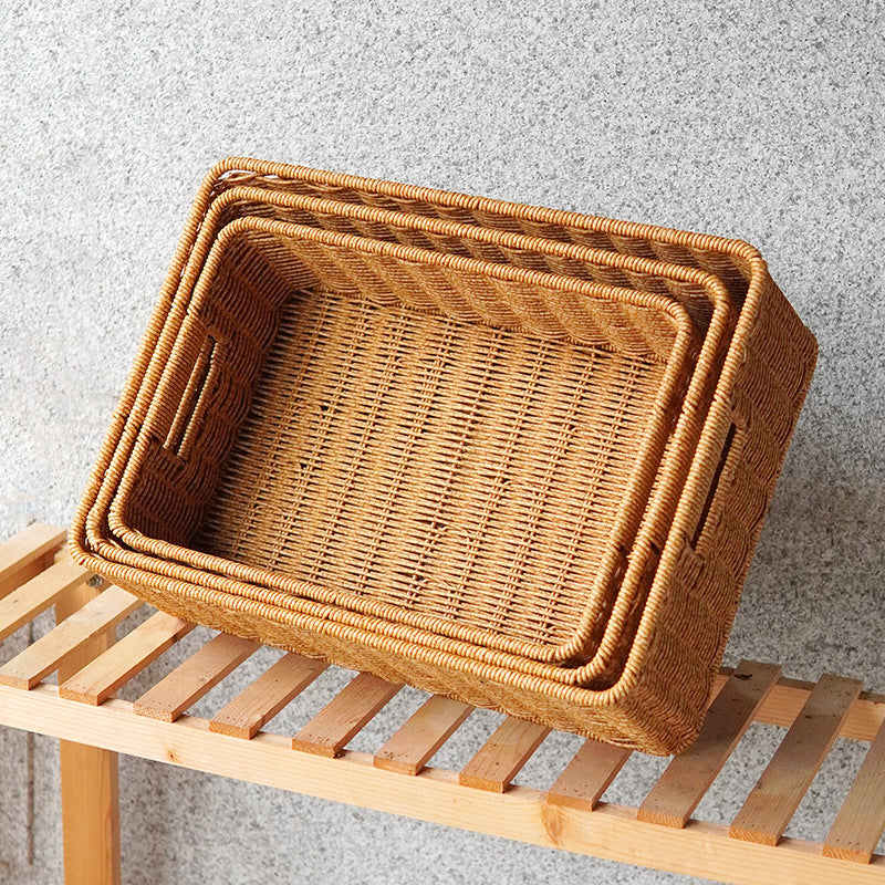 Women's Rectangular Storage Basket Made of Natural Wicker Kalsten