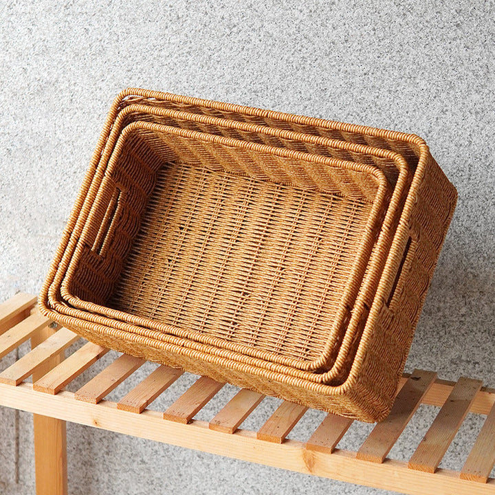 Women's Rectangular Storage Basket Made of Natural Wicker Kalsten