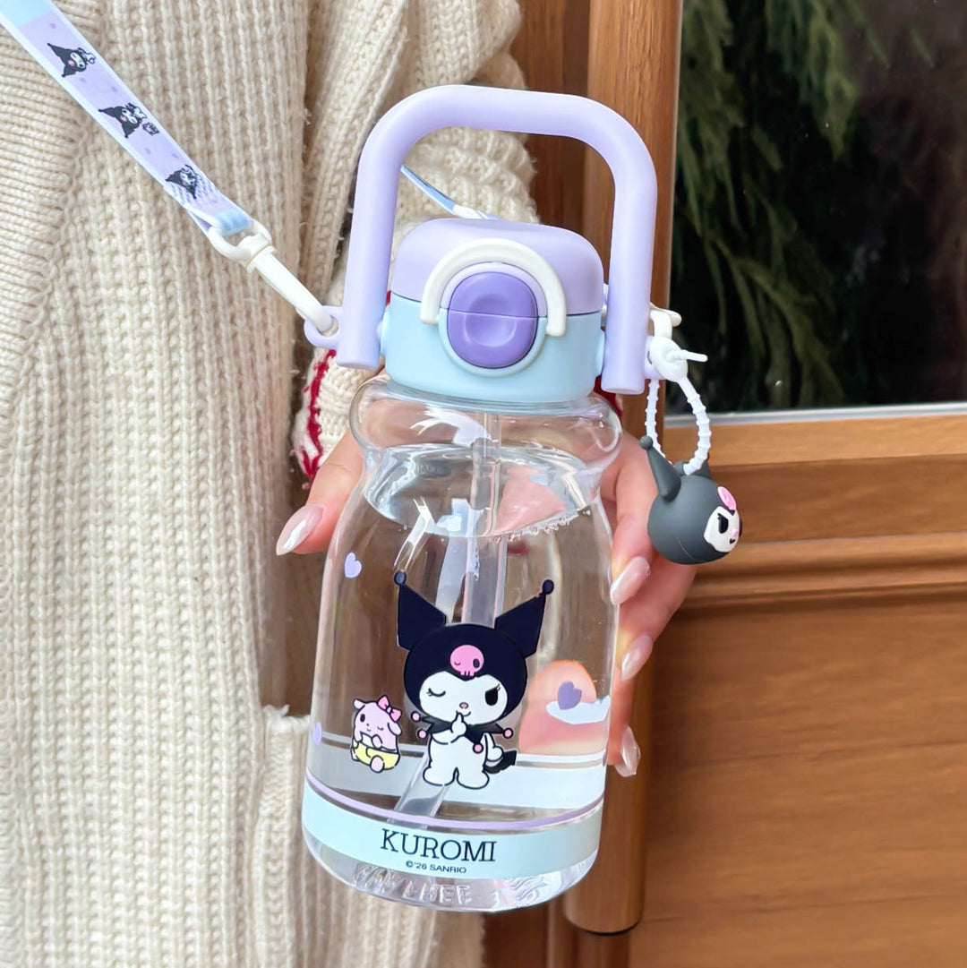 Women's water bottle with high-quality silicone carrying handle and playful character design Kalsten