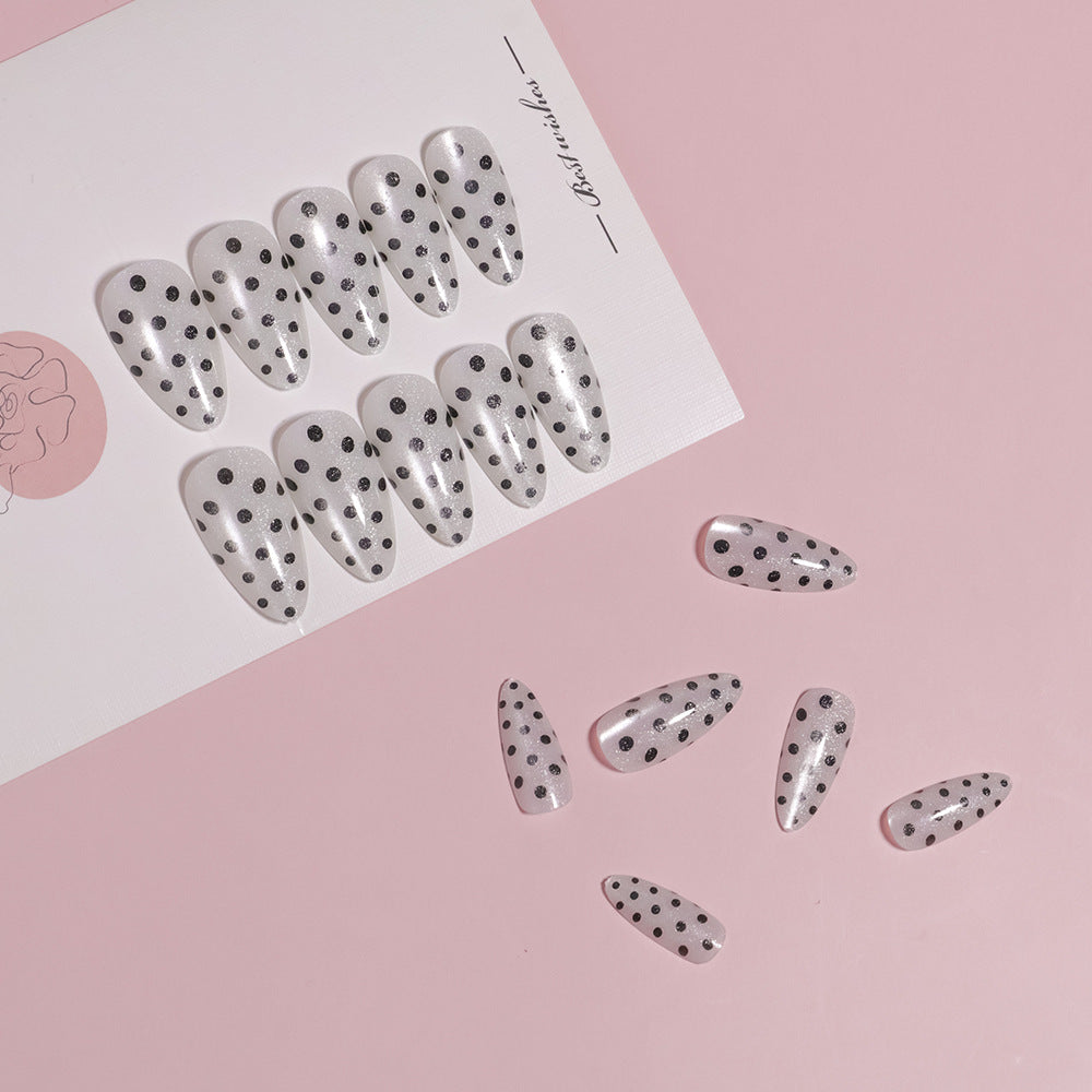Artistic Press-On Nail Set with Polka Dot Design Kalsten
