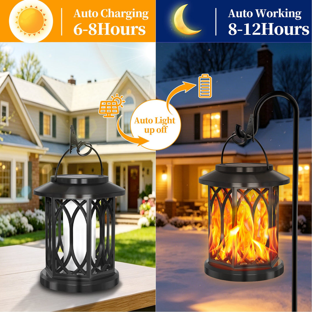 Decorative Solar Hanging Lantern With Metal Lattice Panels Kalsten