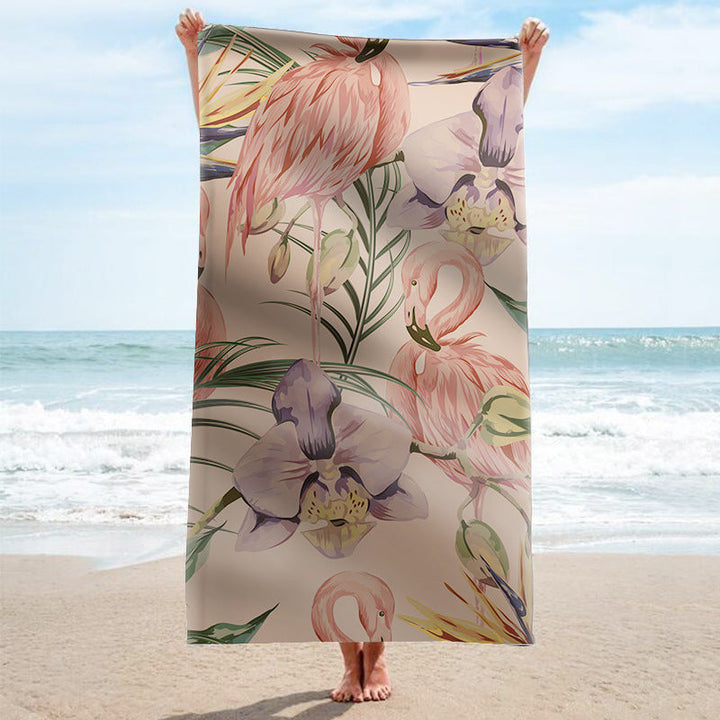 Beach towel with tropical flamingo pattern Kalsten