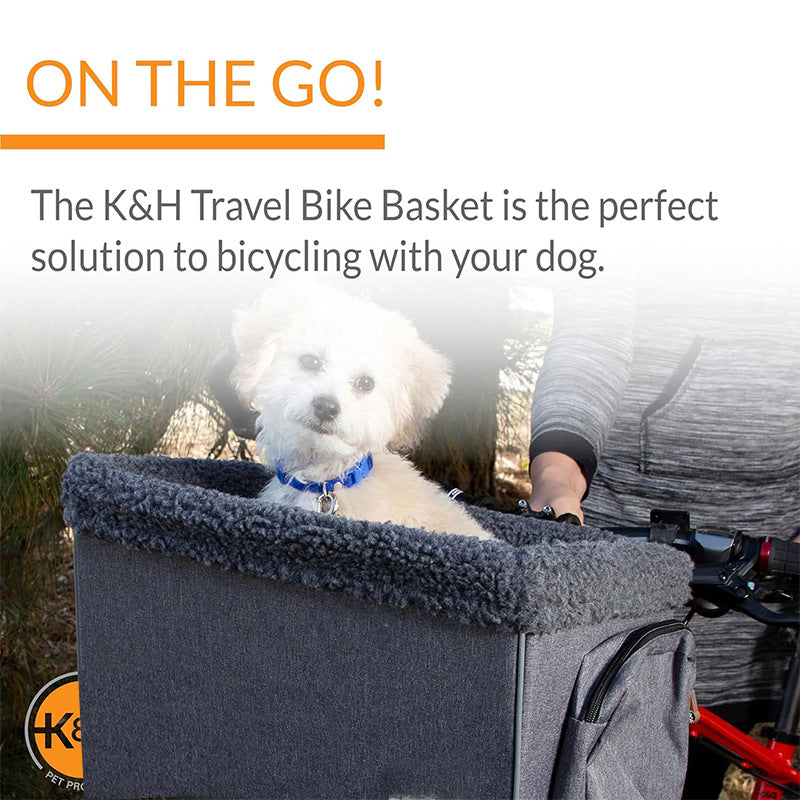 front-mounted plush pet bike basket with sherpa liner and mesh storage Kalsten