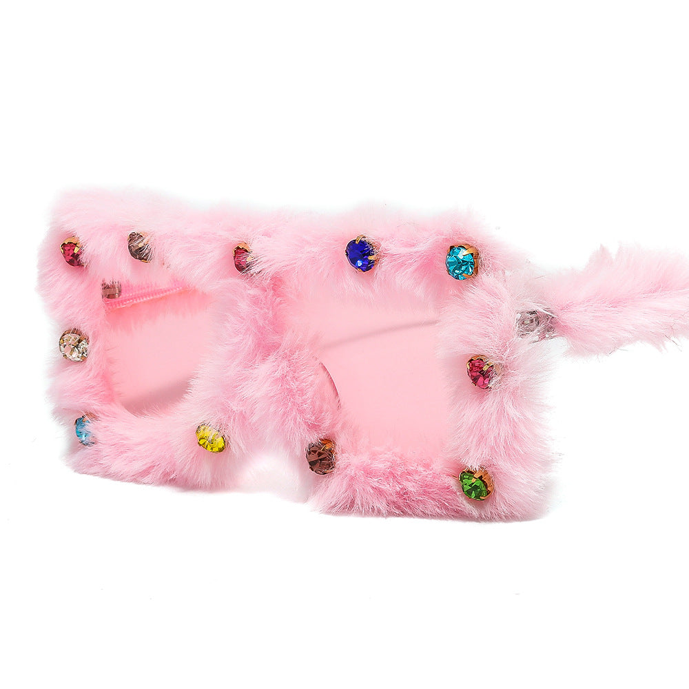 Ladies glamorous and luxurious sunglasses with fur-trimmed frame Kalsten