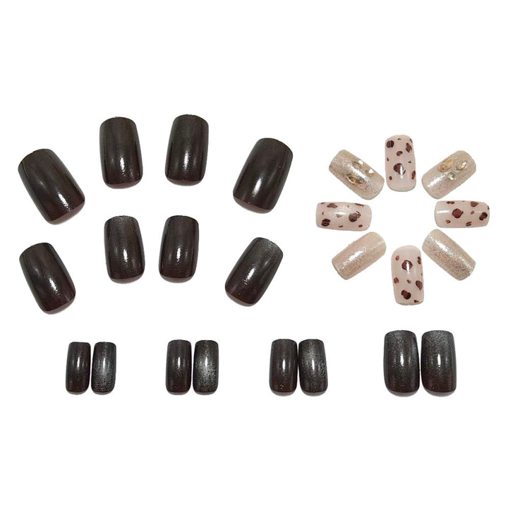 Artificial nails with elegant glitter and leopard pattern Kalsten