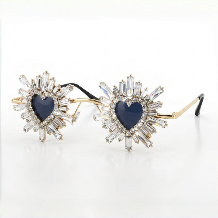 Women Heart-Shaped Sunglasses with Sparkling Crystal Decoration Kalsten