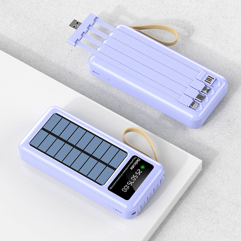 Portable solar power bank with integrated multifunction charging cable and digital display Kalsten