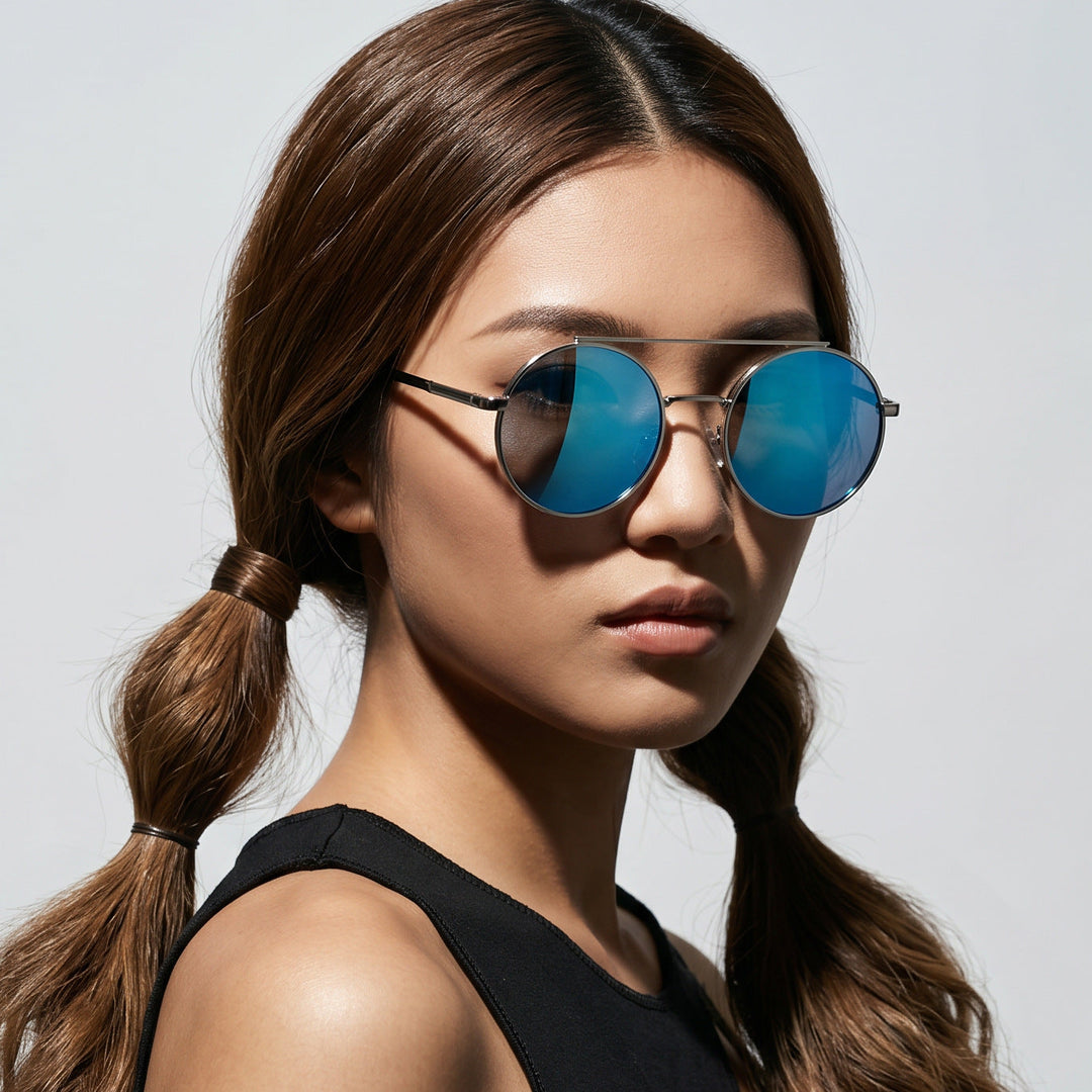 Women's round sunglasses with stylish metal frame Kalsten