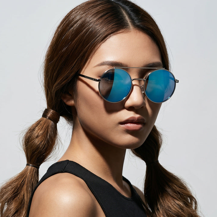 Women's round sunglasses with stylish metal frame Kalsten