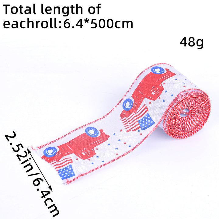 Unisex nan decorative wired Americana craft ribbon set with stars stripes truck and flag print Kalsten