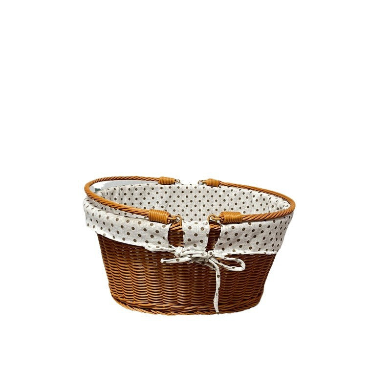 Ladies Elegant Braided Basket with Removable Fabric Insert Kalsten