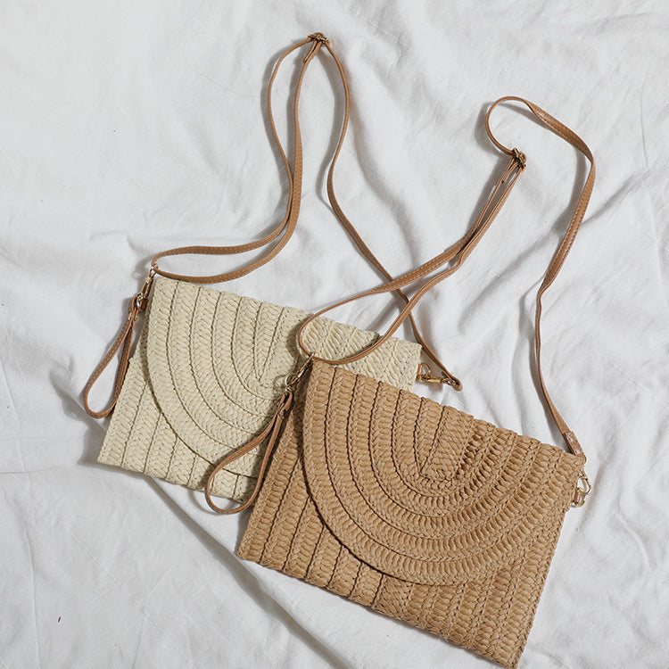 Handbag Made of High-Quality Woven Straw with Elegant Flap Closure Kalsten